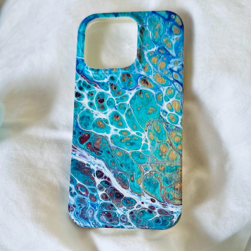 14 Pro Artsy Teal and Blue Phone Case
